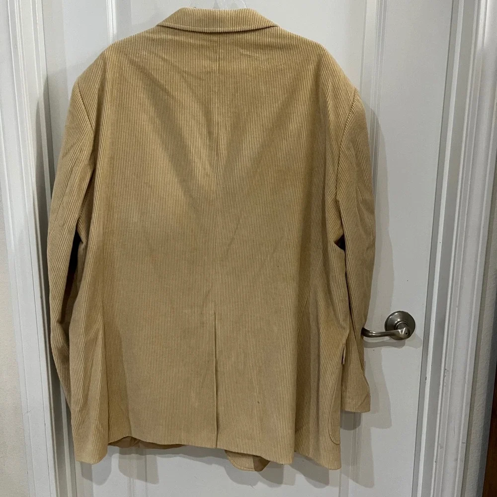 Jonathan Quale Mens Tan Beige Corduroy Blazer Sport Coat 100% Cotton Size 56 L